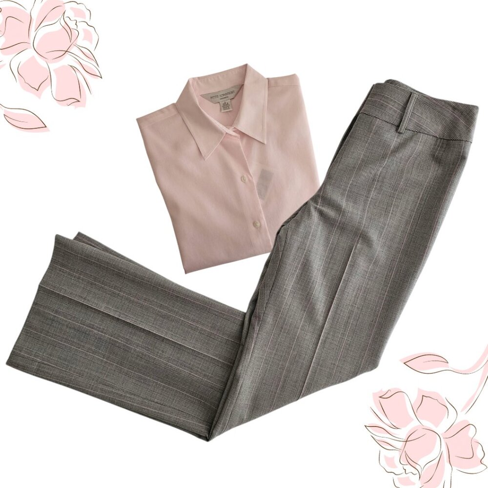 Petite Sophisticate Fully Lined Glen Plaid Dress Slacks | NWT | 0P | Gray Pink - Picture 2 of 16